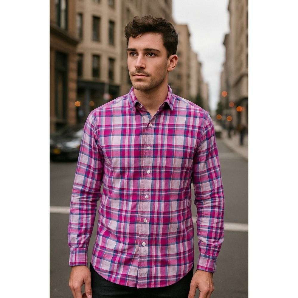 THOMAS DEAN COLLECTION Men's Plaid Long Sleeve Shirt – Size XL‎ – Vibrant Street